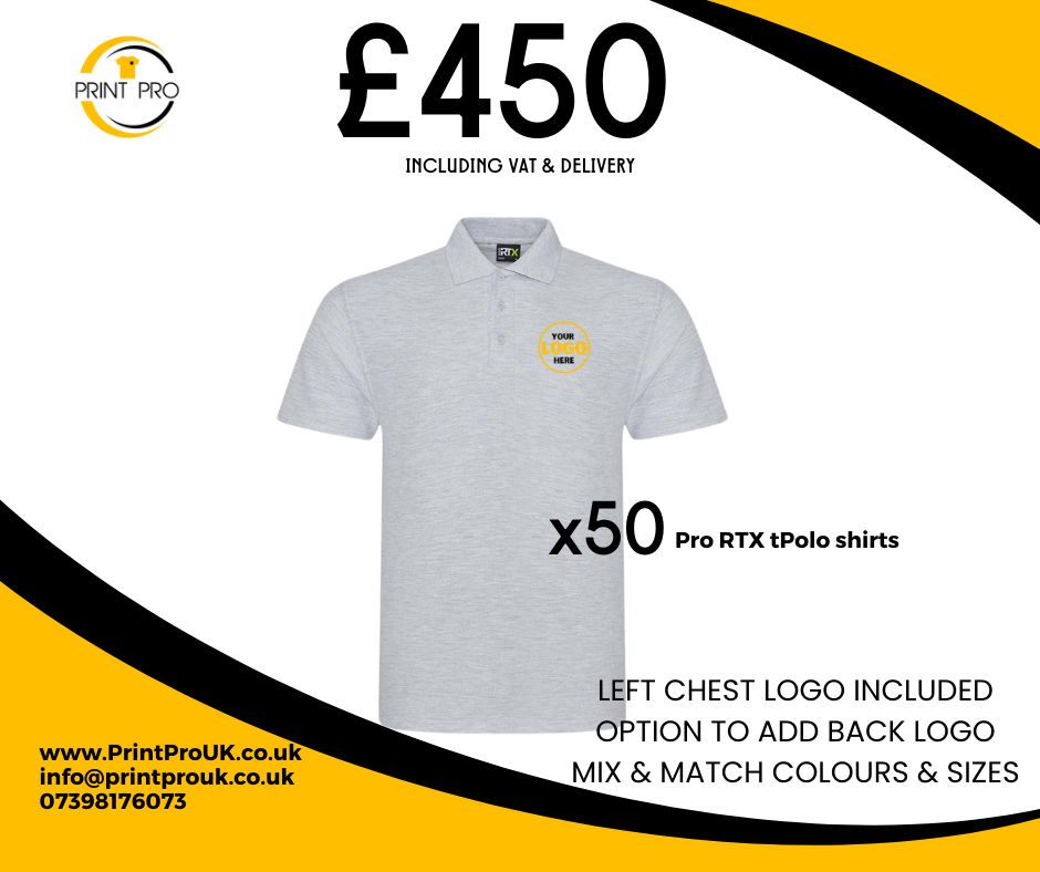 The 50 Polo deal Printed or embroidered logo Print Pro UK